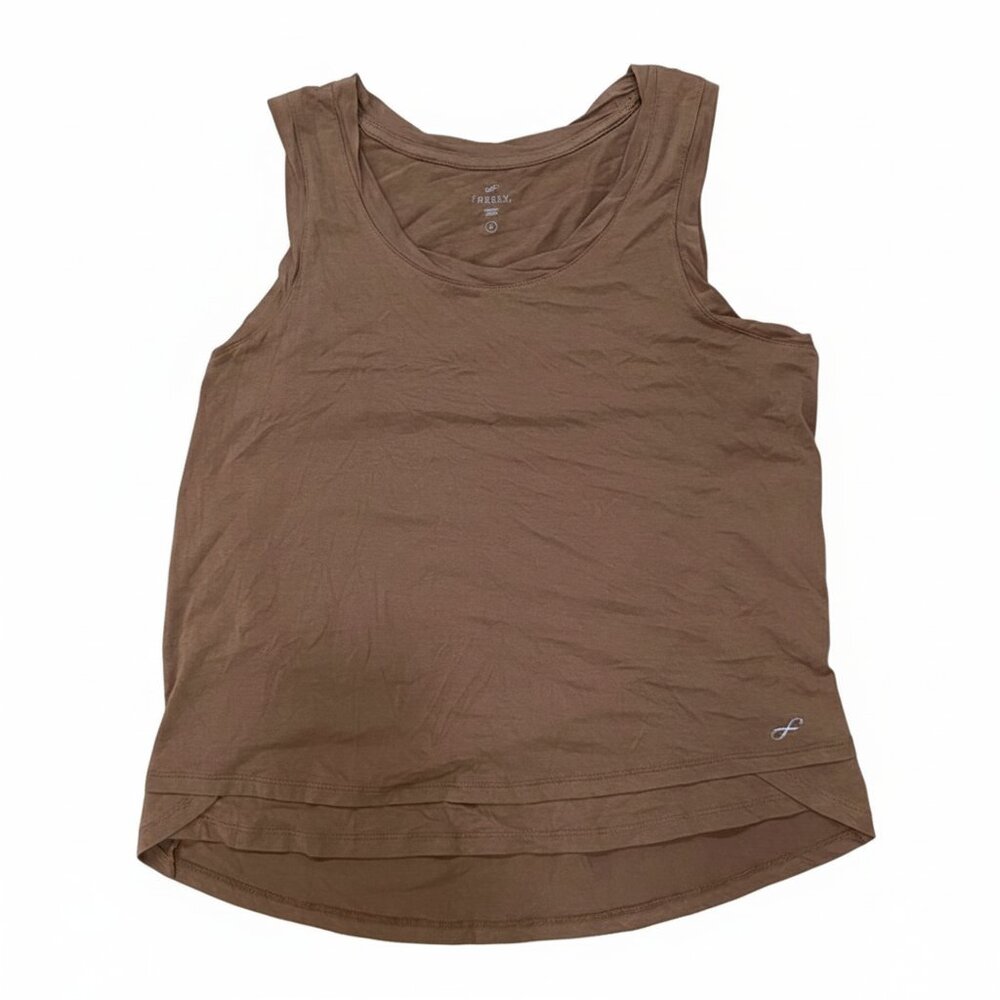 Freely Women's Tank Top Sleeveless Brown Workout Layered Bottom Hem Small NEW